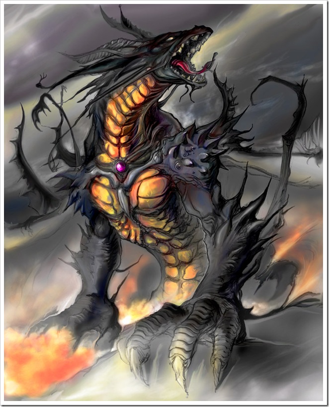 Black Dragon Drawing by