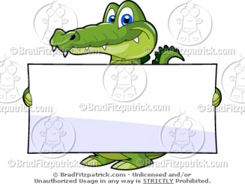 Alligator Holding a Blank Banner