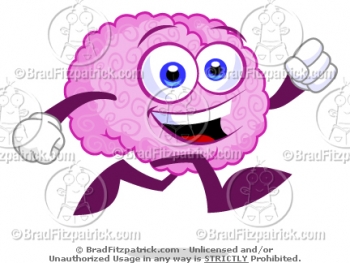 Mascot Running Brain Jogging Cartoon Character