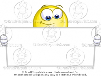 Cartoon Light Bulb Holding a Blank Banner Clipart
