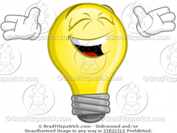 Cartoon Happy Lightbulb Laughing Clipart