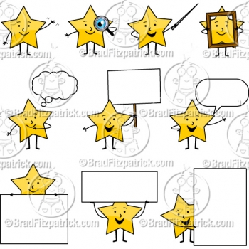 Cartoon Star Character Clipart Mascot Graphics