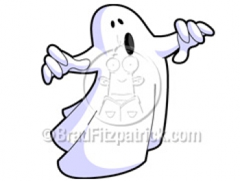 Cartoon Ghost with Arms Clipart