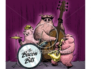 Cartoon Pig Jazz Band Clipart