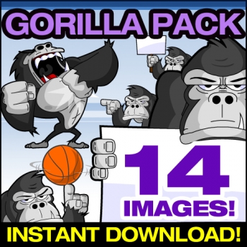 Cartoon Gorilla Clipart Collection - Gorilla Vector Pack!