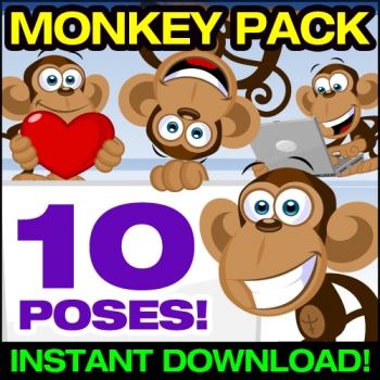 Cute Monkey Clipart Collection - Cute Monkey Vector Pack!