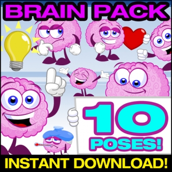 Cartoon Brain Clipart Collection - Brain Vector Pack!