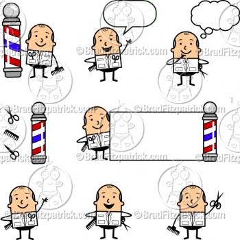 Cartoon Barber Character Clipart Mascot Graphics