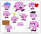 cartoon brain vector pack- brain clip art collection set
