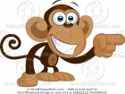 Cartoon Monkey Pointing His Finger
