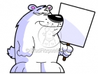 Cartoon Polar Bear Clipart Holding a Blank Sign