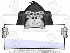 Gorilla Holding a Blank Banner Cartoon Picture