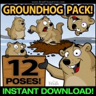 Cartoon Groundhog Clip Art Vector Pack! - Cartoon Groundhog Mascot