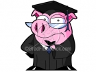 A Cartoon Pig Graduate Thinking Picture
