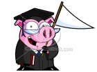 Cartoon Grad Pig With Book and Banner Clipart