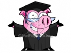 Cartoon Clipart of a Graduating Pig with Open Arms