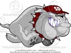 Charging Bulldog Cartoon Wearing Hat