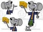 Mouse Clip Art Character Holding Cheese