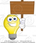 Cartoon Picture of a Lightbulb with a Blank Sign Clip Art
