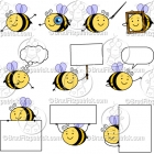 Cute Bee Character Clipart Mascot Graphics