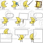 Cartoon Moon Character Clipart Mascot Graphics