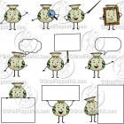 Cartoon Money Bag Character Clipart Mascot Graphics