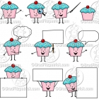 Cartoon Cupcake Character Clipart Mascot Graphics