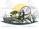 Cartoon Alligator on an Air Boat Clip Art