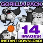 Cartoon Gorilla Clipart Collection - Gorilla Vector Pack!