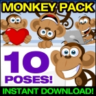 Cute Monkey Clipart Collection - Cute Monkey Vector Pack!