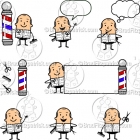 Cartoon Barber Character Clipart Mascot Graphics