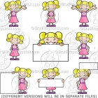 Cute Cartoon Girl in a Dress Clip Art