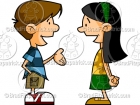 Cartoon Kids Talking Clipart (boy & girl)