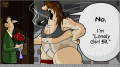 Blaugh Cartoon with a big, fat, gross, ugly Woman with nasty stained underwear smoking a cigarette