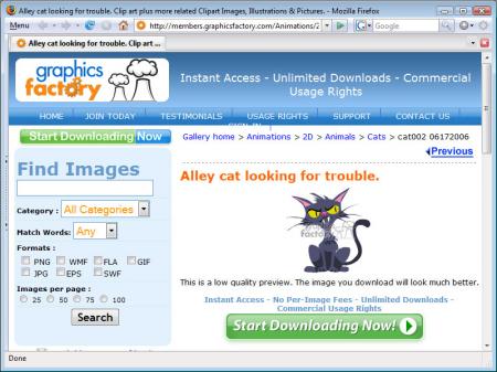 Screenshot of a Cat Clip Art Character by Graphics Factory