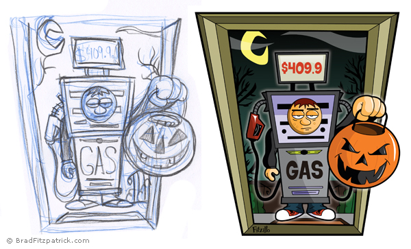 Gas Pump Halloween Costume Illustration