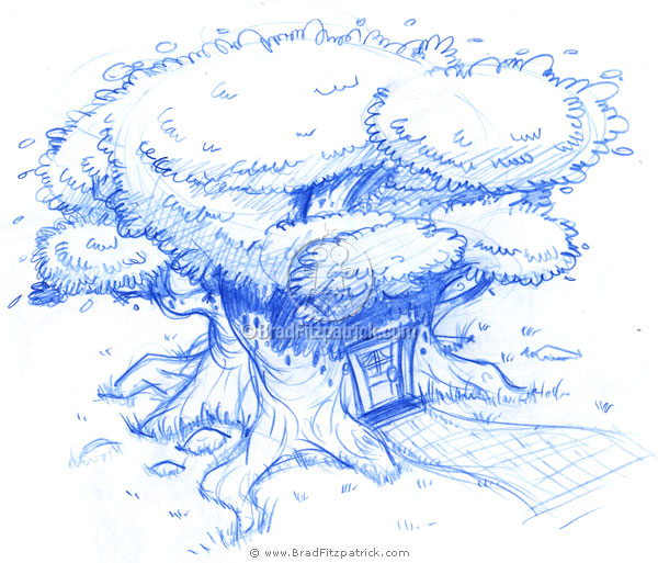 How To Sketch A Tree. Here#39;s a tree house drawing