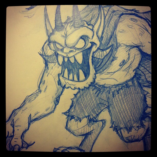 Demon Character Design Drawing - Concept Sketch of a Devil Demon Character