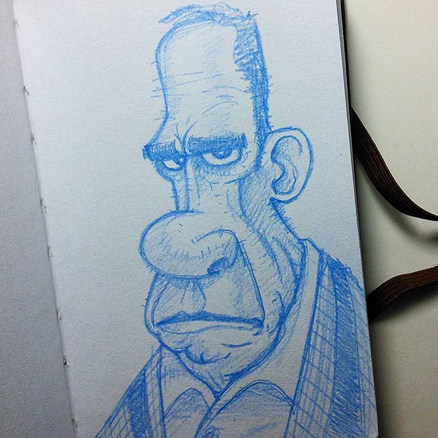 Norris Pinkham has always believed that stout eye contact is a strong measure of a man. #drawing #drawingaday #sketch #sketchbook #dailydrawing #moleskine_arts #moleskine #doodle #sketchaday