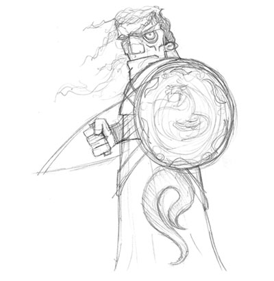 Barbarian Warrior character illustration sketch
