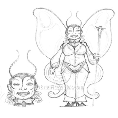 I have some other fairy drawings and bug character designs from the project