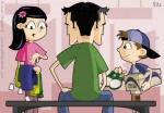 Children’s Book Illustration of A Dad and Kids School Shopping
