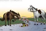 Digital Illustration of Horses next to a River
