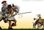 Digital Illustration of a Jousting Knight vs Cody on a Donkey Mule