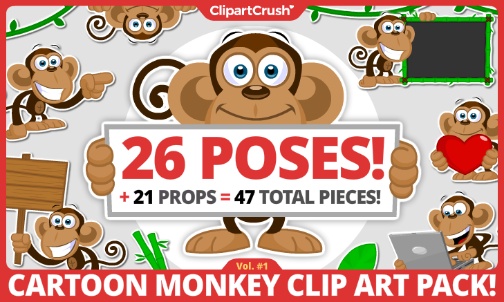 cartoon monkey clipart set