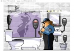 Vector Illustration of a Man taking a shower getting ticketed by a Meter Maid