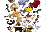 Vector Illustration of a Guy Going crazy trying to get rid of a red squirell