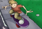 Digital Illustration of a Boy Skateboarding down a sidewalk