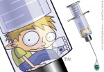 Vector Illustration of a Cartoon Boy inside a syringe